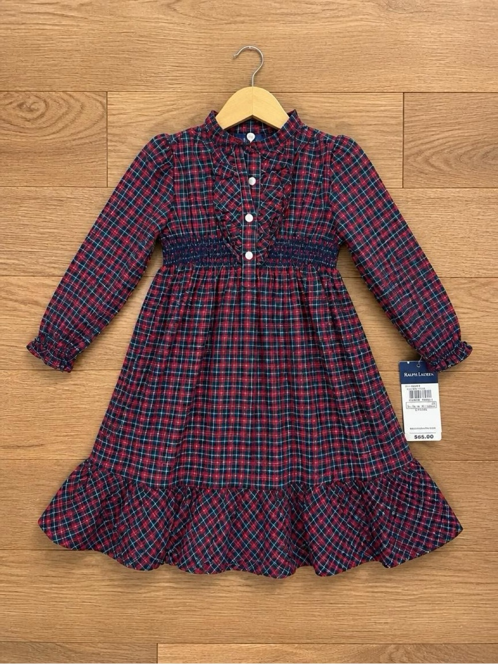 Ralph Lauren Baby Girls Plaid Ruffle Dress 18M NWT Holiday Christmas